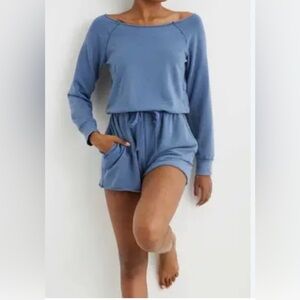 Aerie Women's Blue Long Sleeve Romper Size S